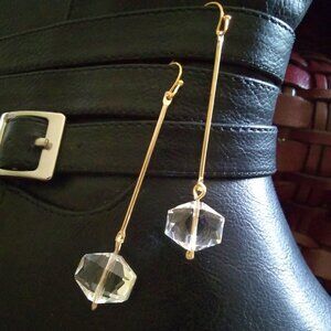 Sleek Sexy & Chic! Clear Faceted Glass Bead Earrings! Superior Bling/Glam Effect